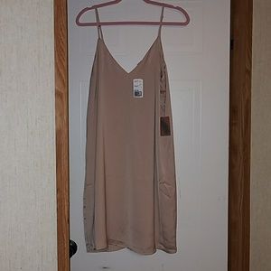 NWT Forever 21 Champagne Satin Dress Sz. L
